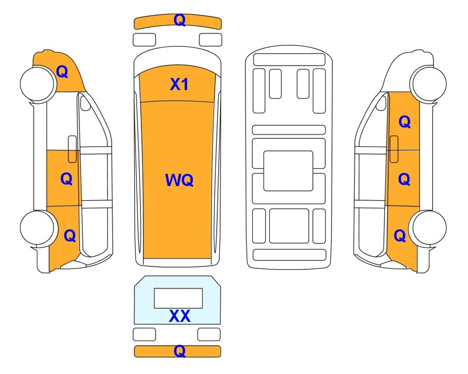 Body diagram with the marks of Lotte Auto Auction