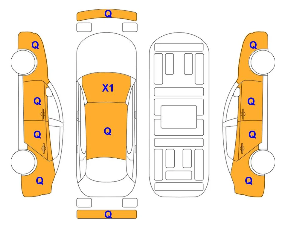 Схема кузова с отметками аукциона Lotte Auto Auction