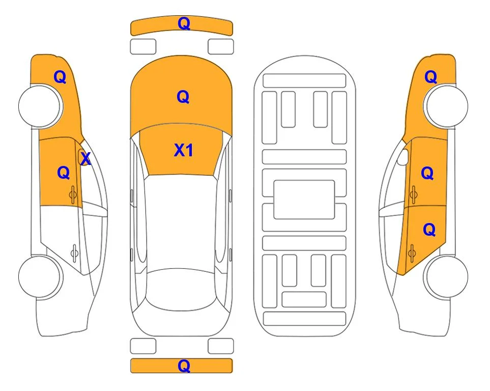 Схема кузова с отметками аукциона Lotte Auto Auction