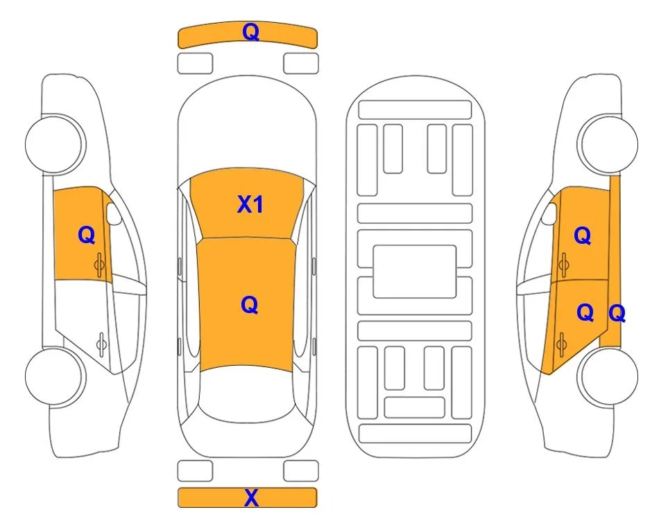 Body diagram with the marks of Lotte Auto Auction