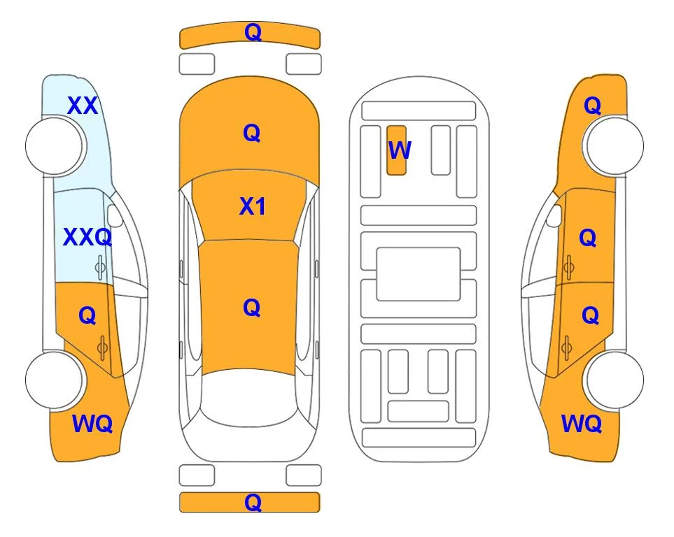 Body diagram with the marks of Lotte Auto Auction