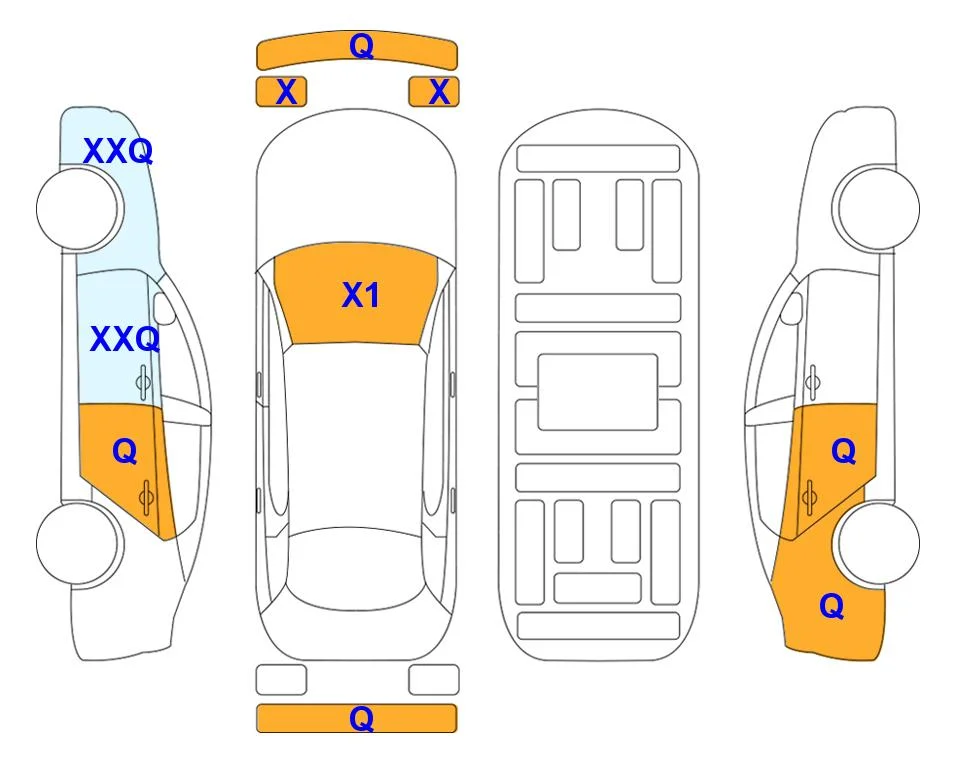 Body diagram with the marks of Lotte Auto Auction
