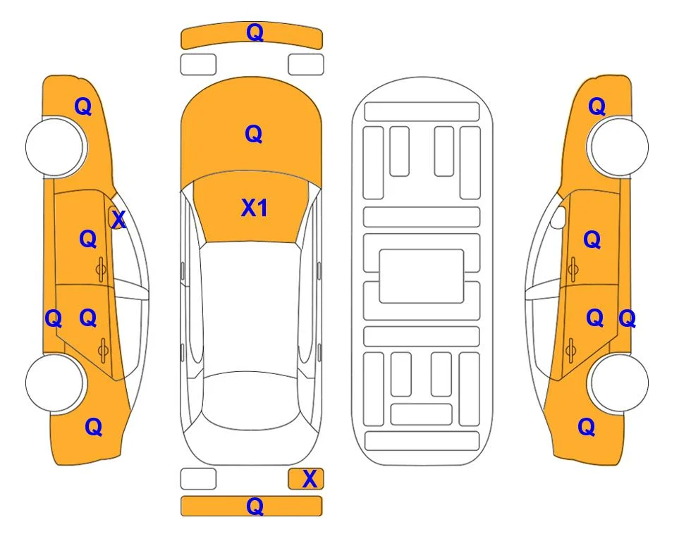 Body diagram with the marks of Lotte Auto Auction