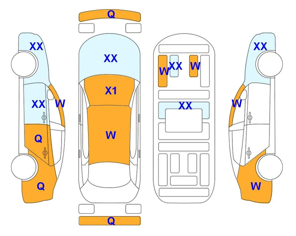 Схема кузова с отметками аукциона Lotte Auto Auction