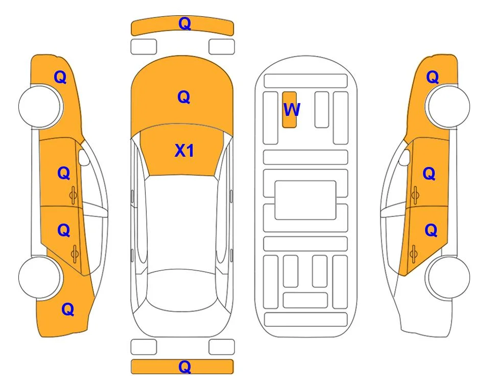 Схема кузова с отметками аукциона Lotte Auto Auction