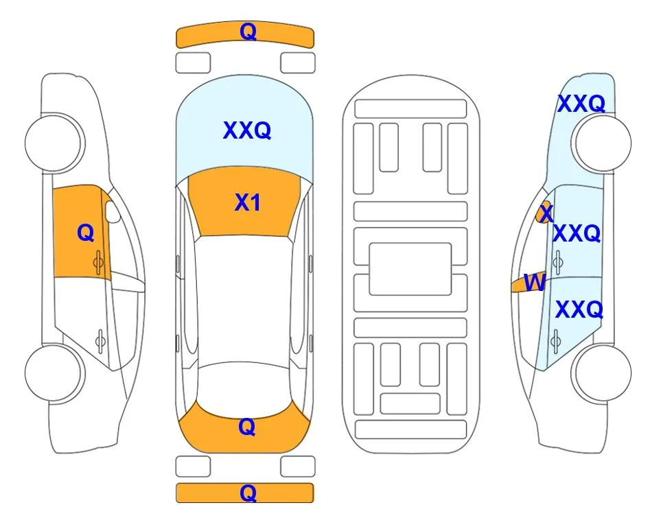 Схема кузова с отметками аукциона Lotte Auto Auction