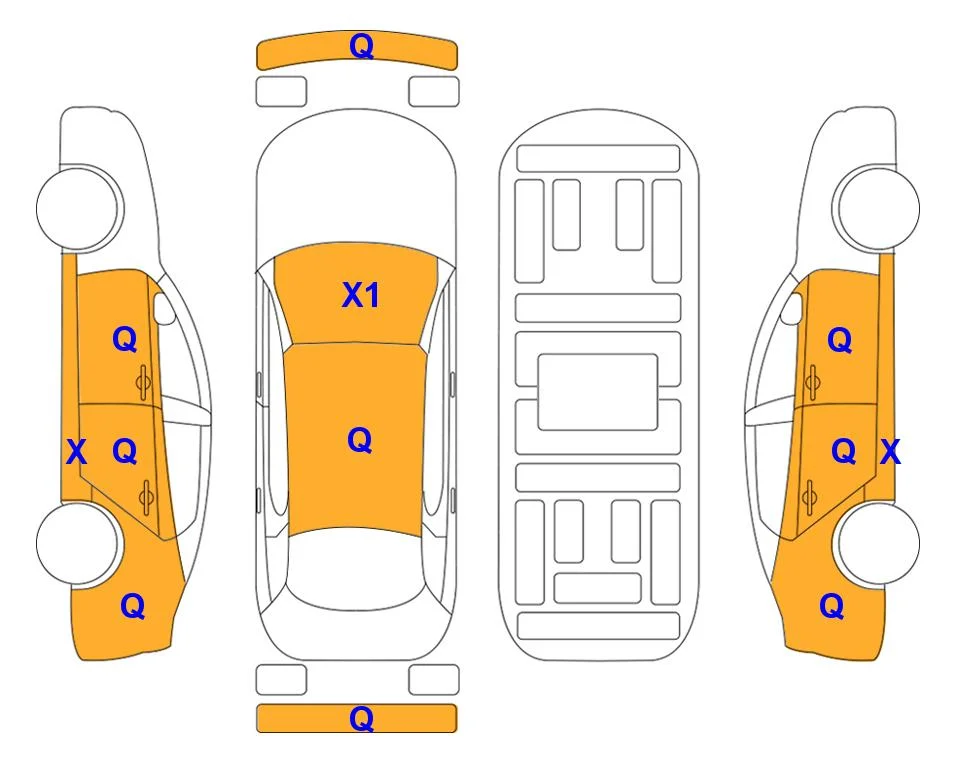 Схема кузова с отметками аукциона Lotte Auto Auction