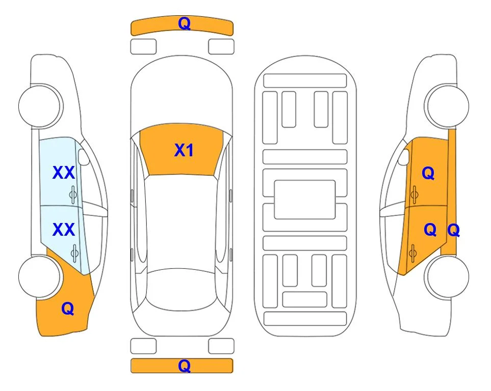 Body diagram with the marks of Lotte Auto Auction