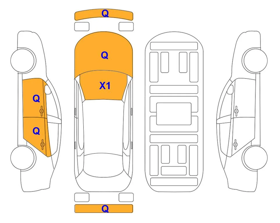 Body diagram with the marks of Lotte Auto Auction