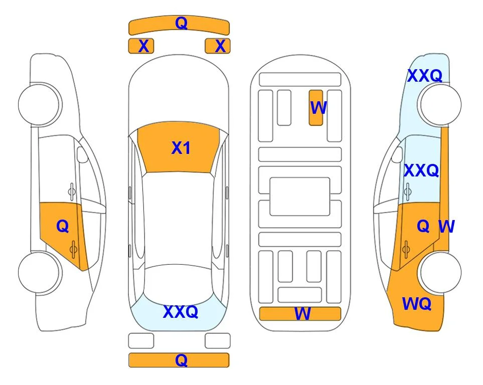 Схема кузова с отметками аукциона Lotte Auto Auction