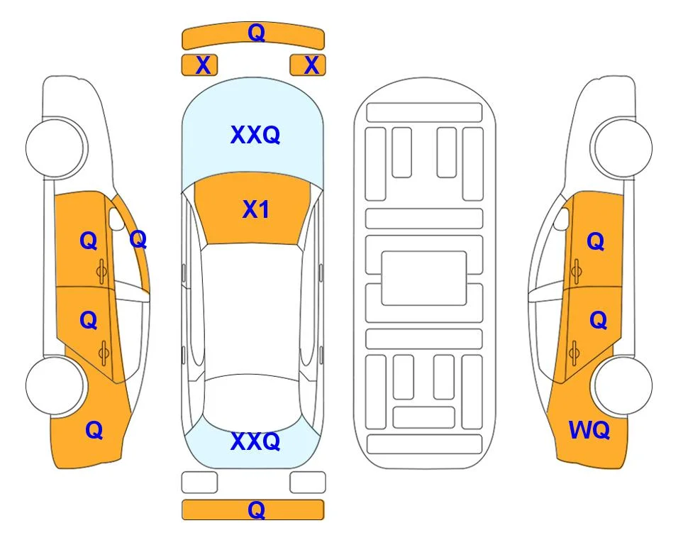 Схема кузова с отметками аукциона Lotte Auto Auction
