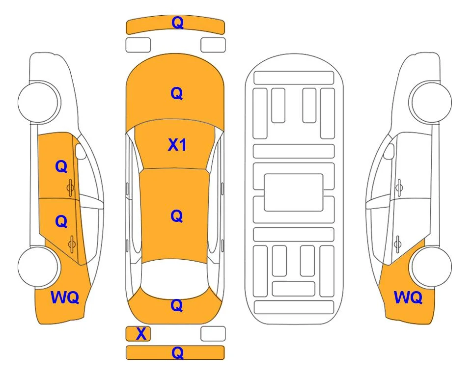 Схема кузова с отметками аукциона Lotte Auto Auction