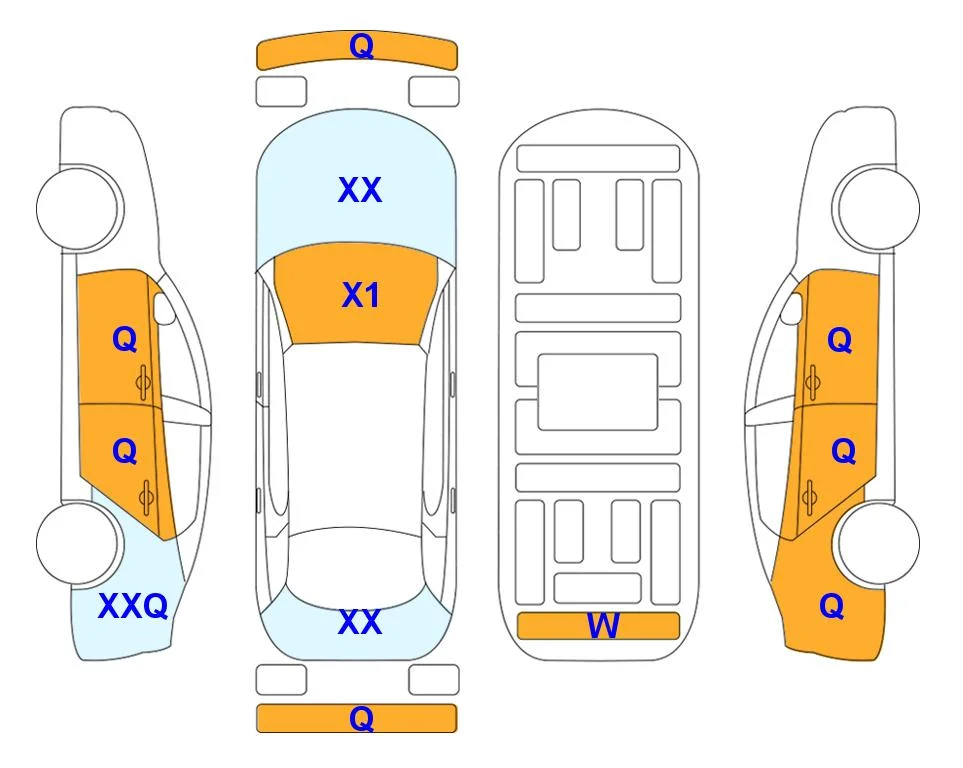 Схема кузова с отметками аукциона Lotte Auto Auction