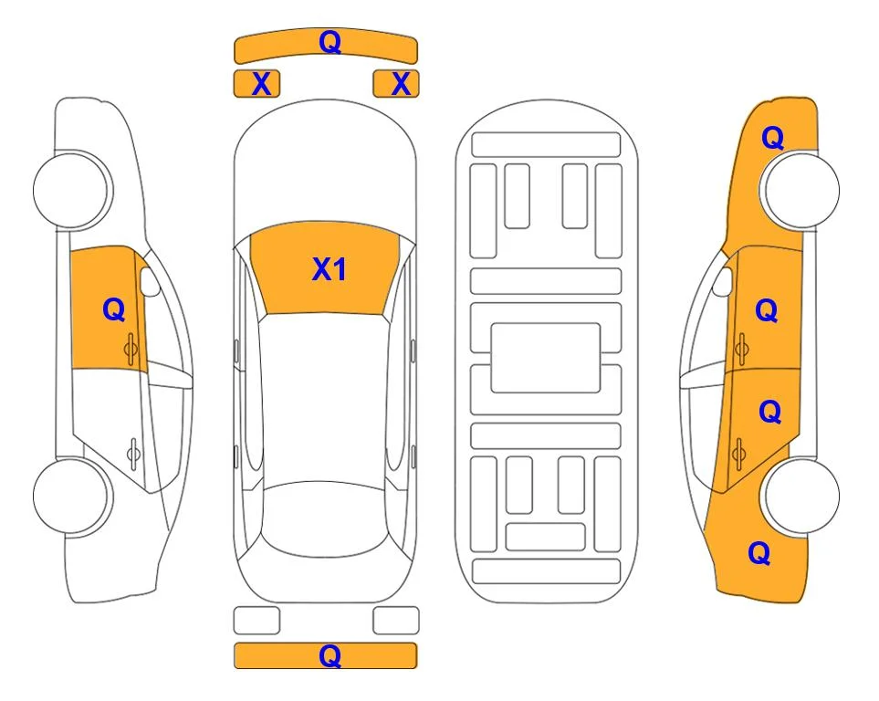 Body diagram with the marks of Lotte Auto Auction