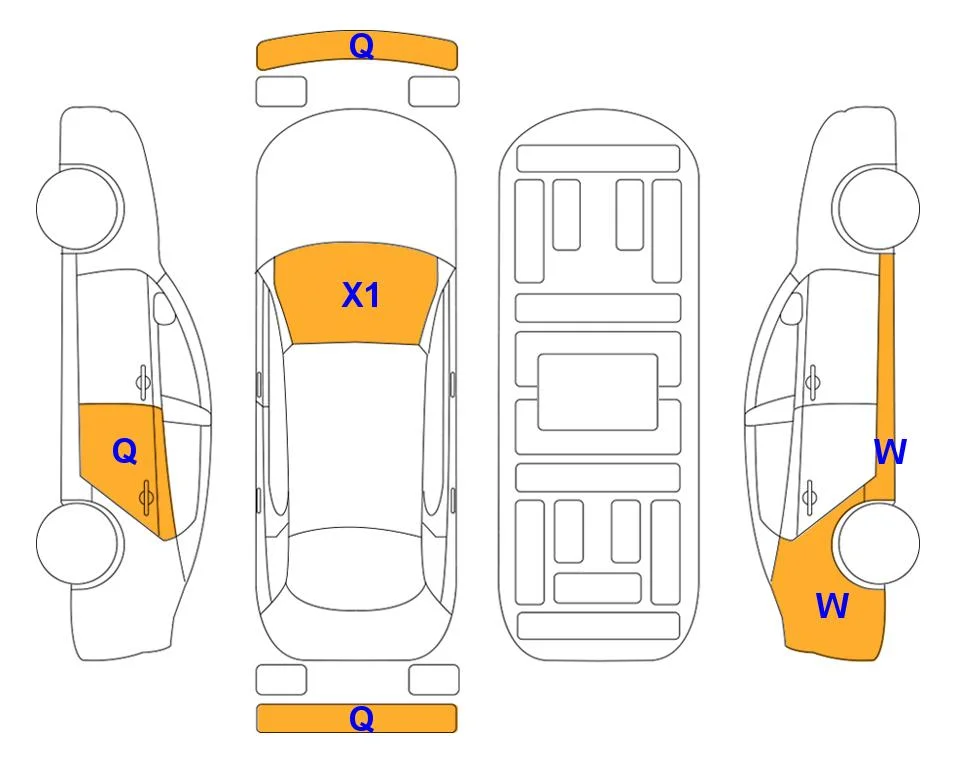 Body diagram with the marks of Lotte Auto Auction