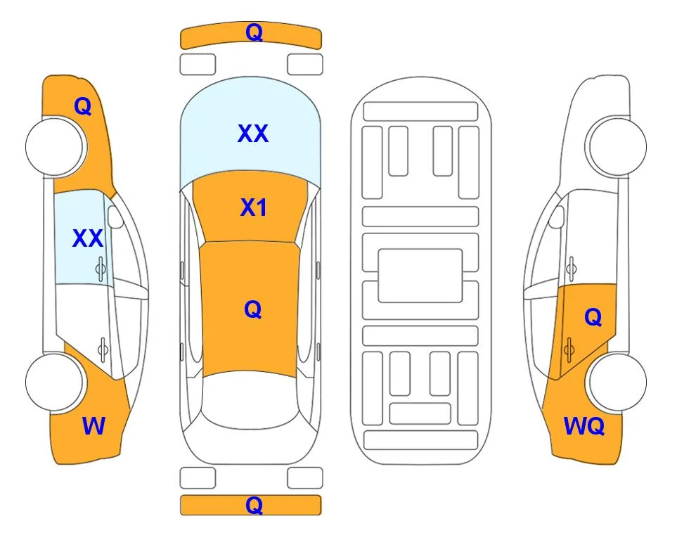 Схема кузова с отметками аукциона Lotte Auto Auction