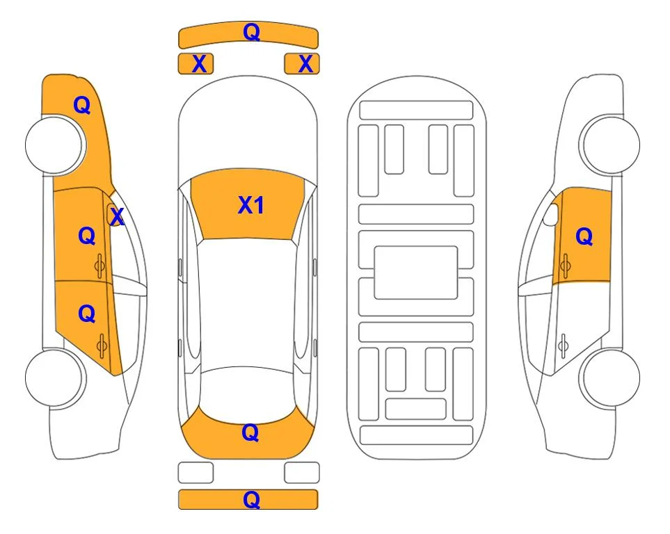 Body diagram with the marks of Lotte Auto Auction