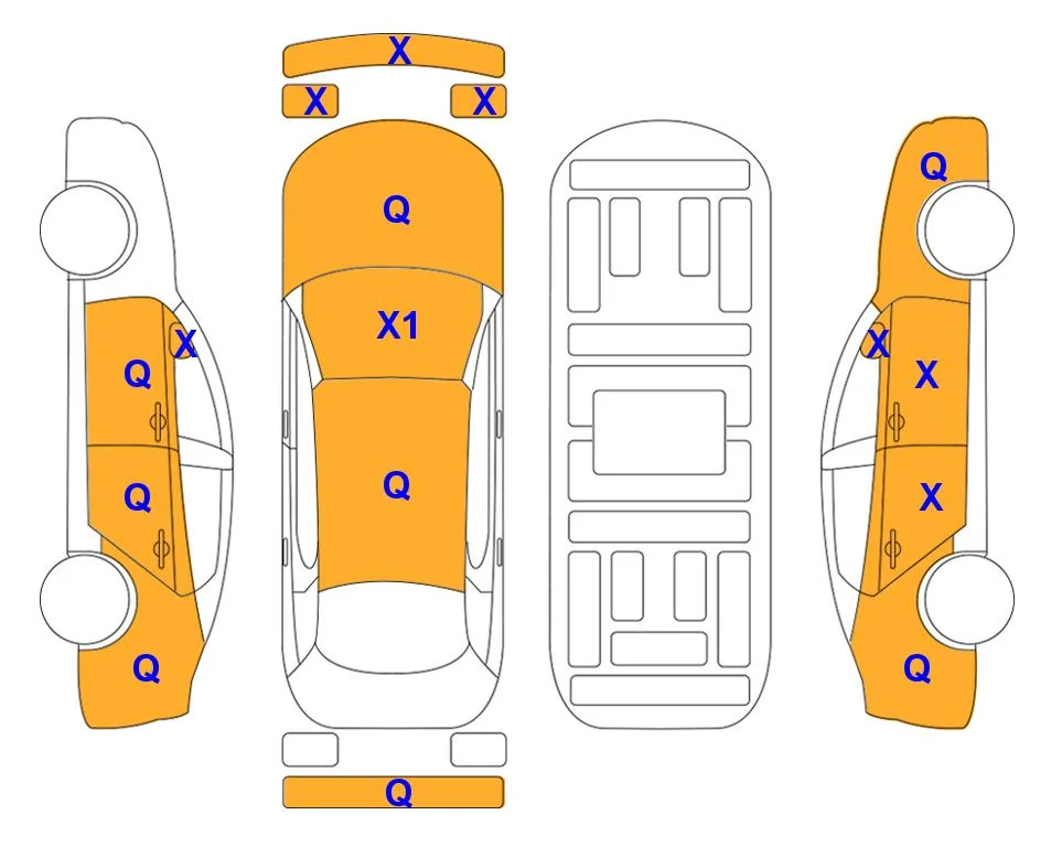 Схема кузова с отметками аукциона Lotte Auto Auction