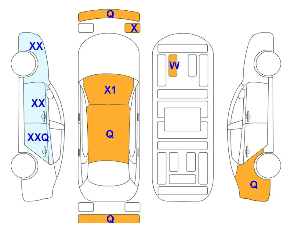 Схема кузова с отметками аукциона Lotte Auto Auction