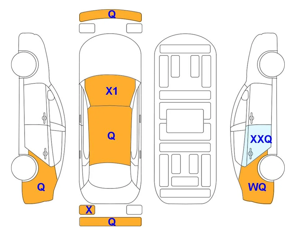 Схема кузова с отметками аукциона Lotte Auto Auction
