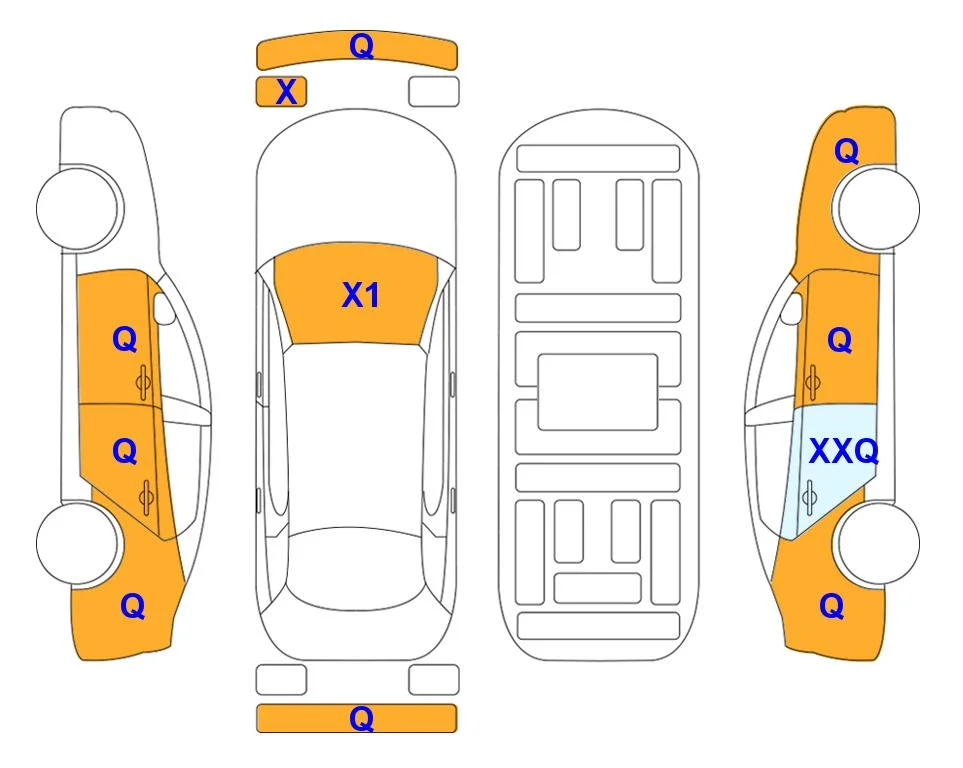 Схема кузова с отметками аукциона Lotte Auto Auction