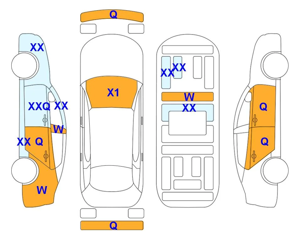 Body diagram with the marks of Lotte Auto Auction