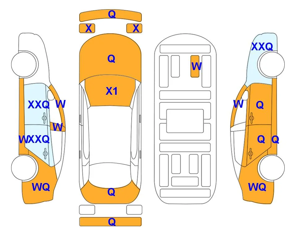 Body diagram with the marks of Lotte Auto Auction