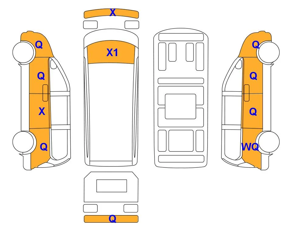 Схема кузова с отметками аукциона Lotte Auto Auction