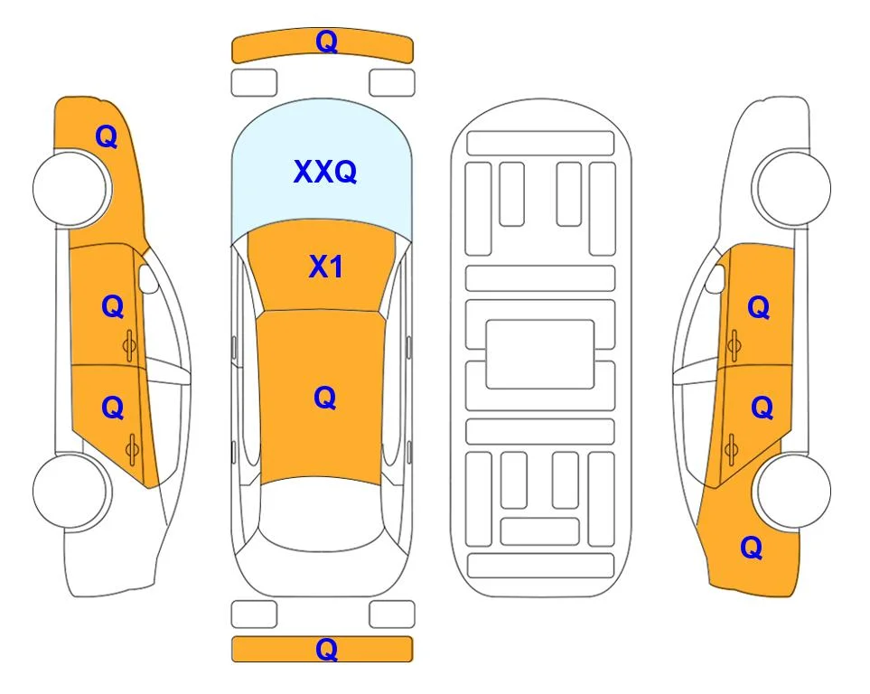 Схема кузова с отметками аукциона Lotte Auto Auction