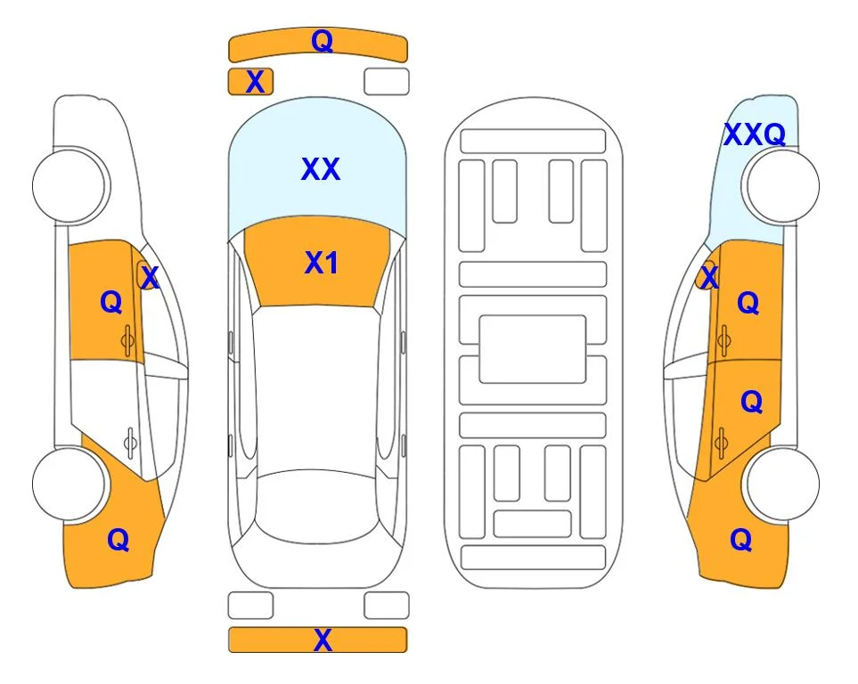 Схема кузова с отметками аукциона Lotte Auto Auction