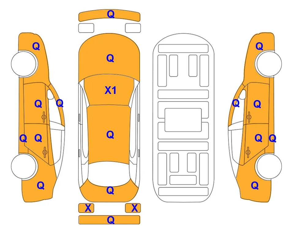 Схема кузова с отметками аукциона Lotte Auto Auction