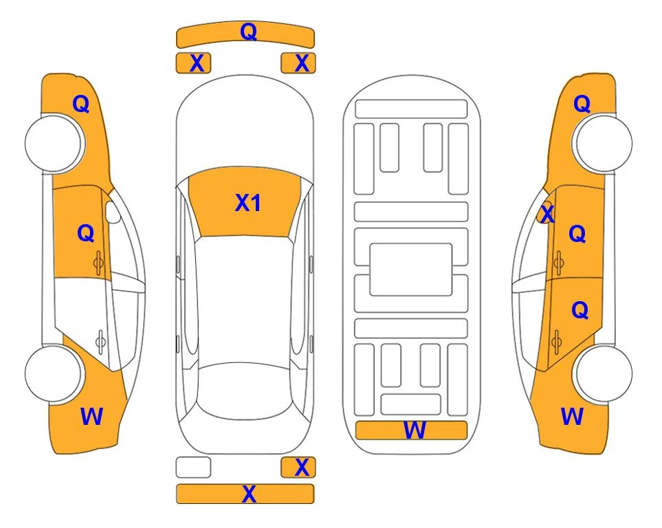 Body diagram with the marks of Lotte Auto Auction