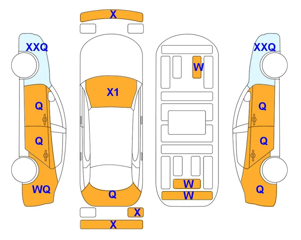 Схема кузова с отметками аукциона Lotte Auto Auction