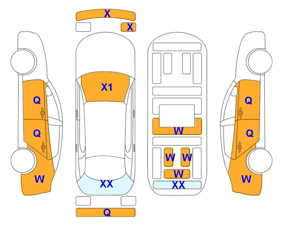 Body diagram with the marks of Lotte Auto Auction