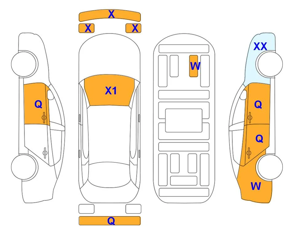 Схема кузова с отметками аукциона Lotte Auto Auction