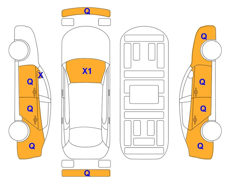 Схема кузова с отметками аукциона Lotte Auto Auction