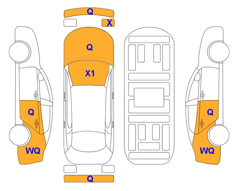 Схема кузова с отметками аукциона Lotte Auto Auction