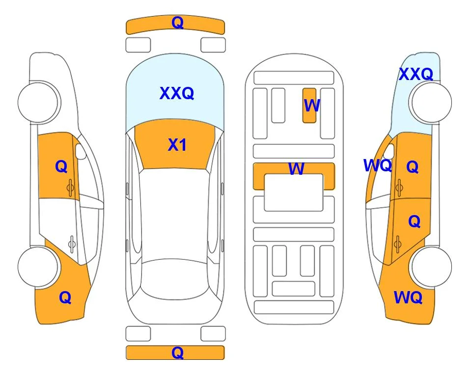 Схема кузова с отметками аукциона Lotte Auto Auction