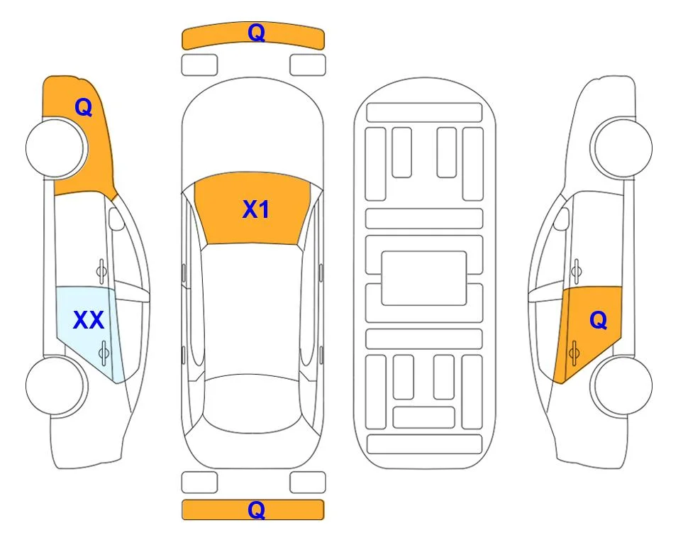 Схема кузова с отметками аукциона Lotte Auto Auction