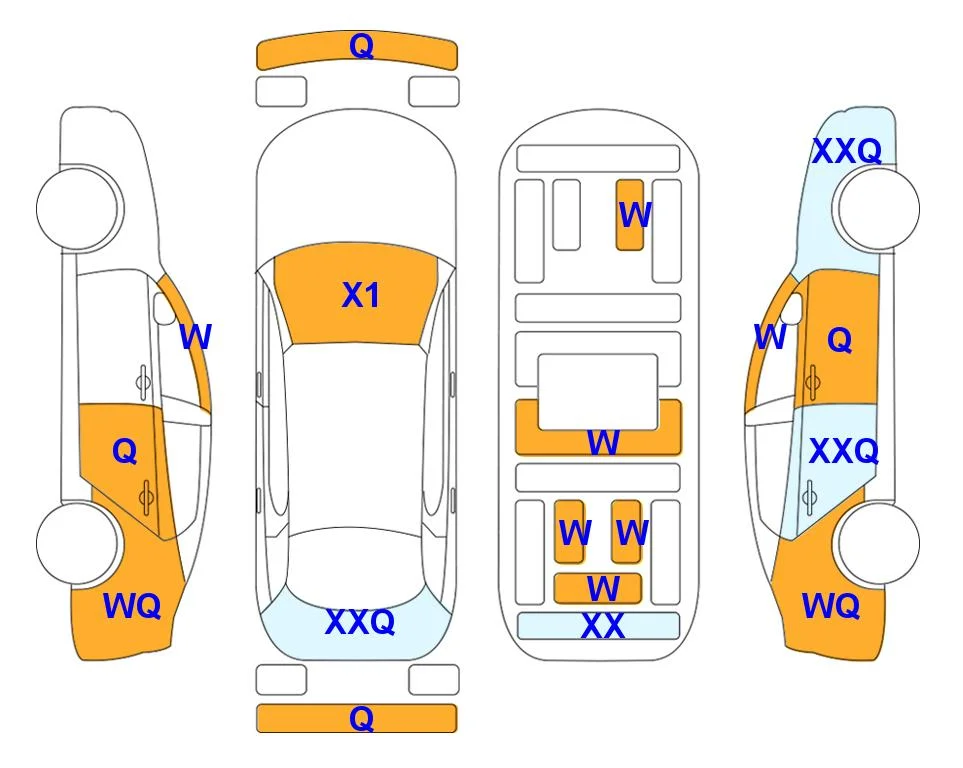 Схема кузова с отметками аукциона Lotte Auto Auction