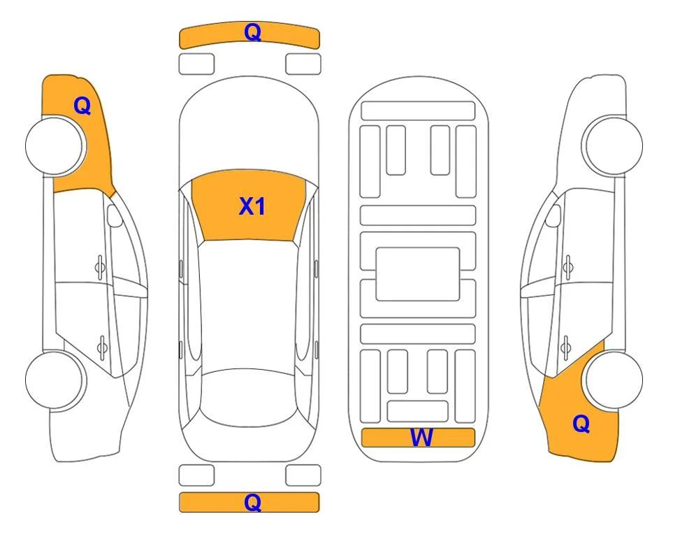Схема кузова с отметками аукциона Lotte Auto Auction