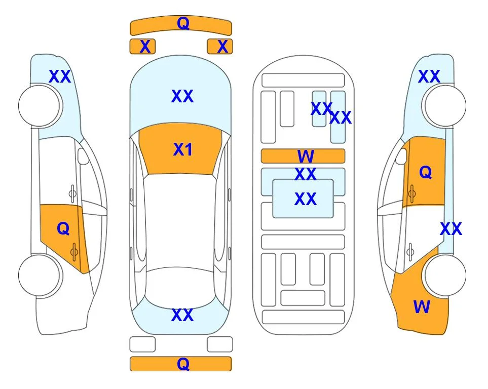 Схема кузова с отметками аукциона Lotte Auto Auction