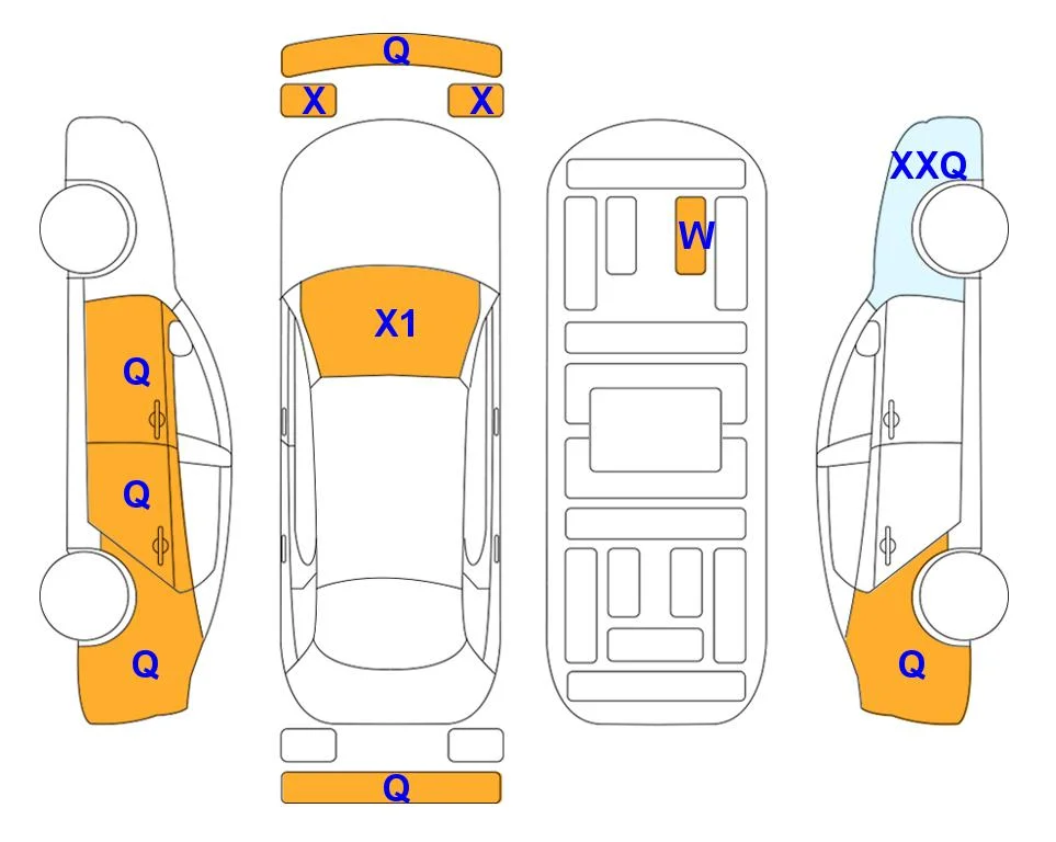 Схема кузова с отметками аукциона Lotte Auto Auction