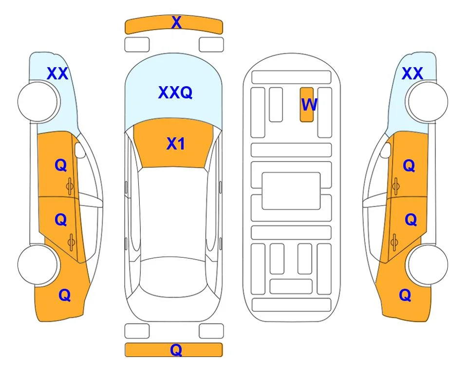 Схема кузова с отметками аукциона Lotte Auto Auction