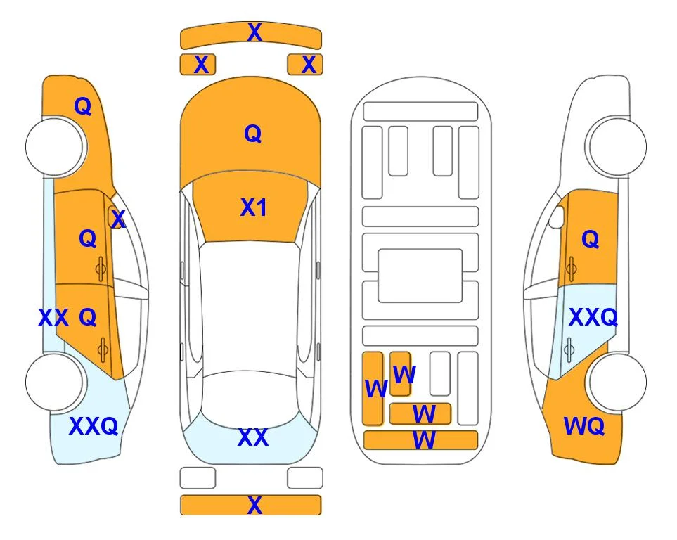 Схема кузова с отметками аукциона Lotte Auto Auction