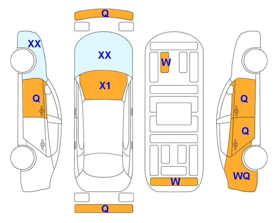 Схема кузова с отметками аукциона Lotte Auto Auction