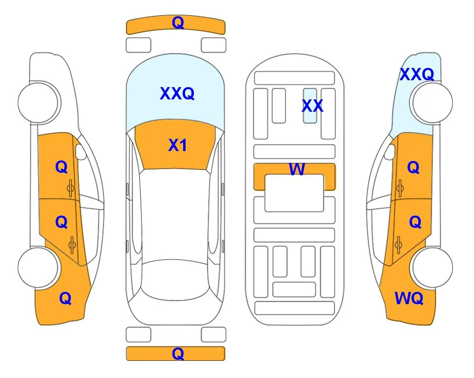 Схема кузова с отметками аукциона Lotte Auto Auction