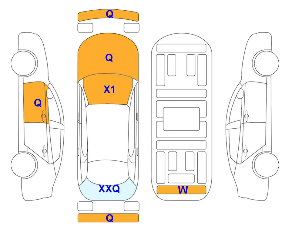 Body diagram with the marks of Lotte Auto Auction