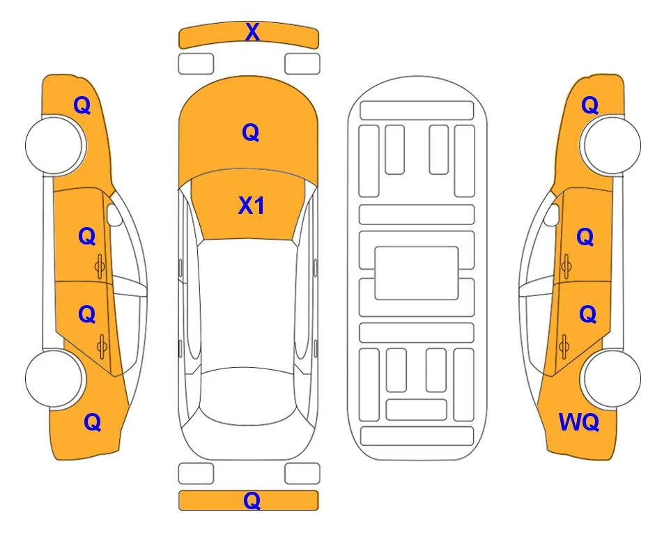 Схема кузова с отметками аукциона Lotte Auto Auction