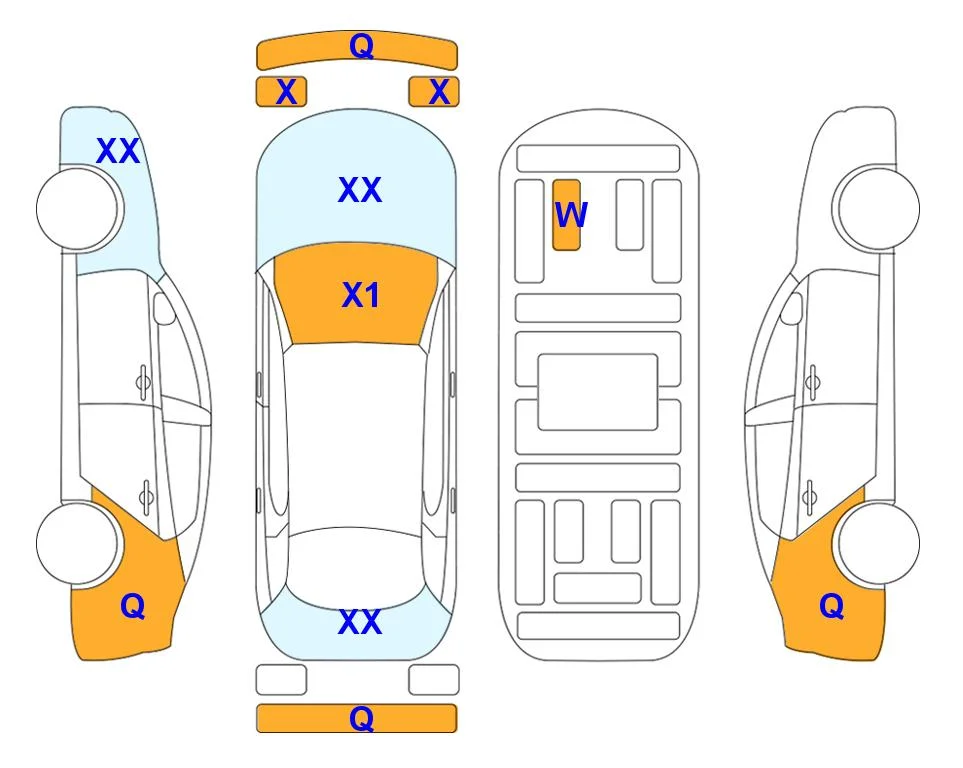 Схема кузова с отметками аукциона Lotte Auto Auction